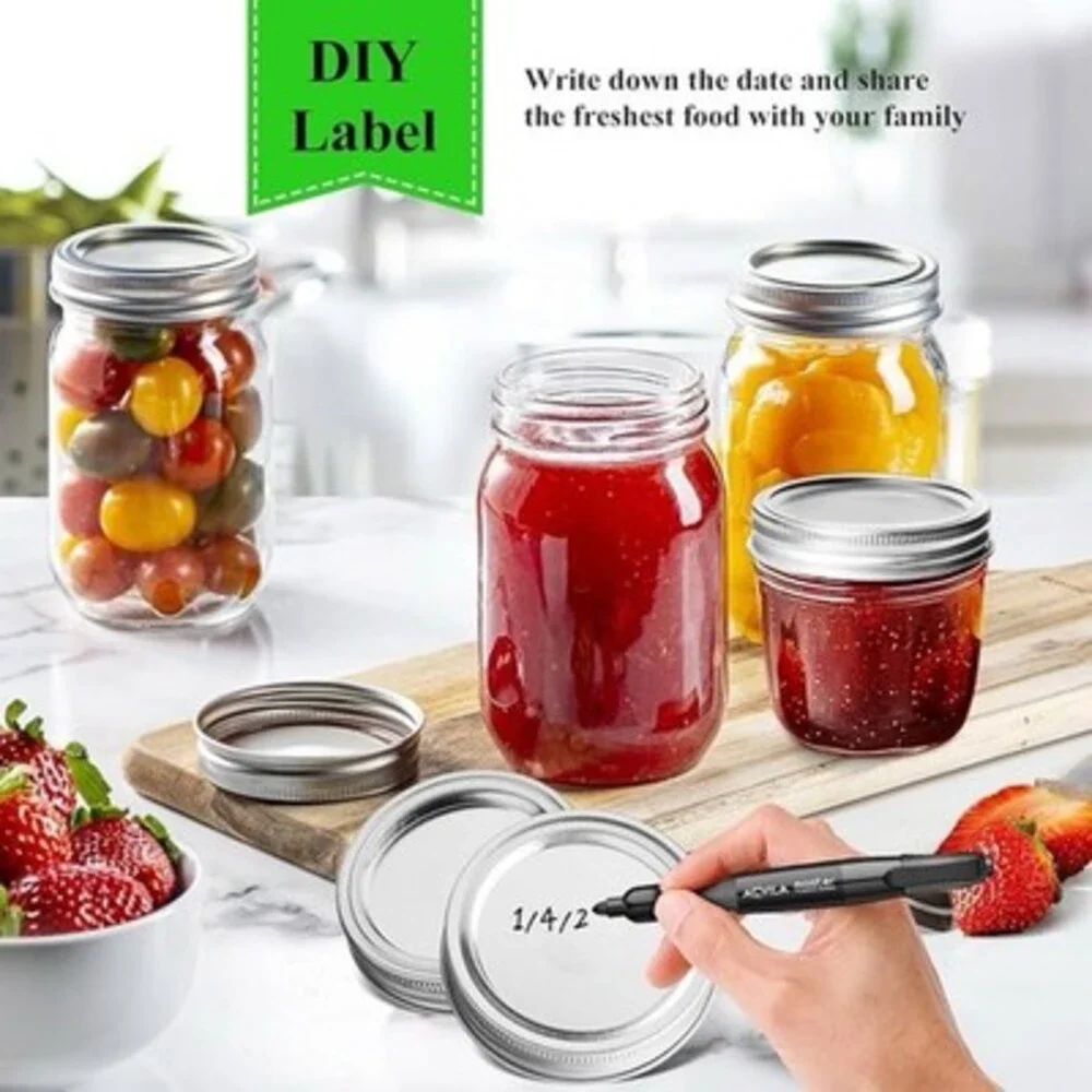 Country Classics 55122, 12 Wide Mouth Lids with Bands (Preserving Food) Silver